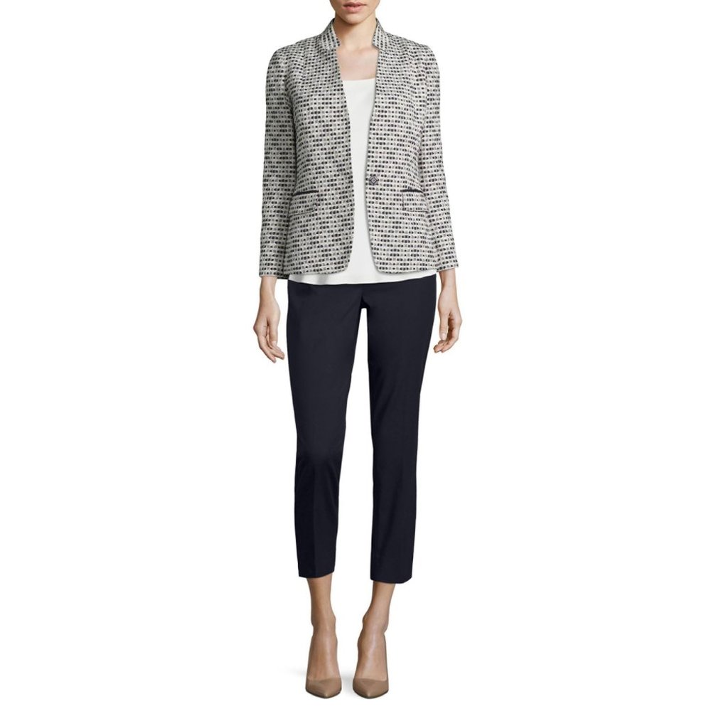 Lafayette 148 Inverted Collar Textured Blazer Jacket Office Work Business Casual - Picture 4 of 10